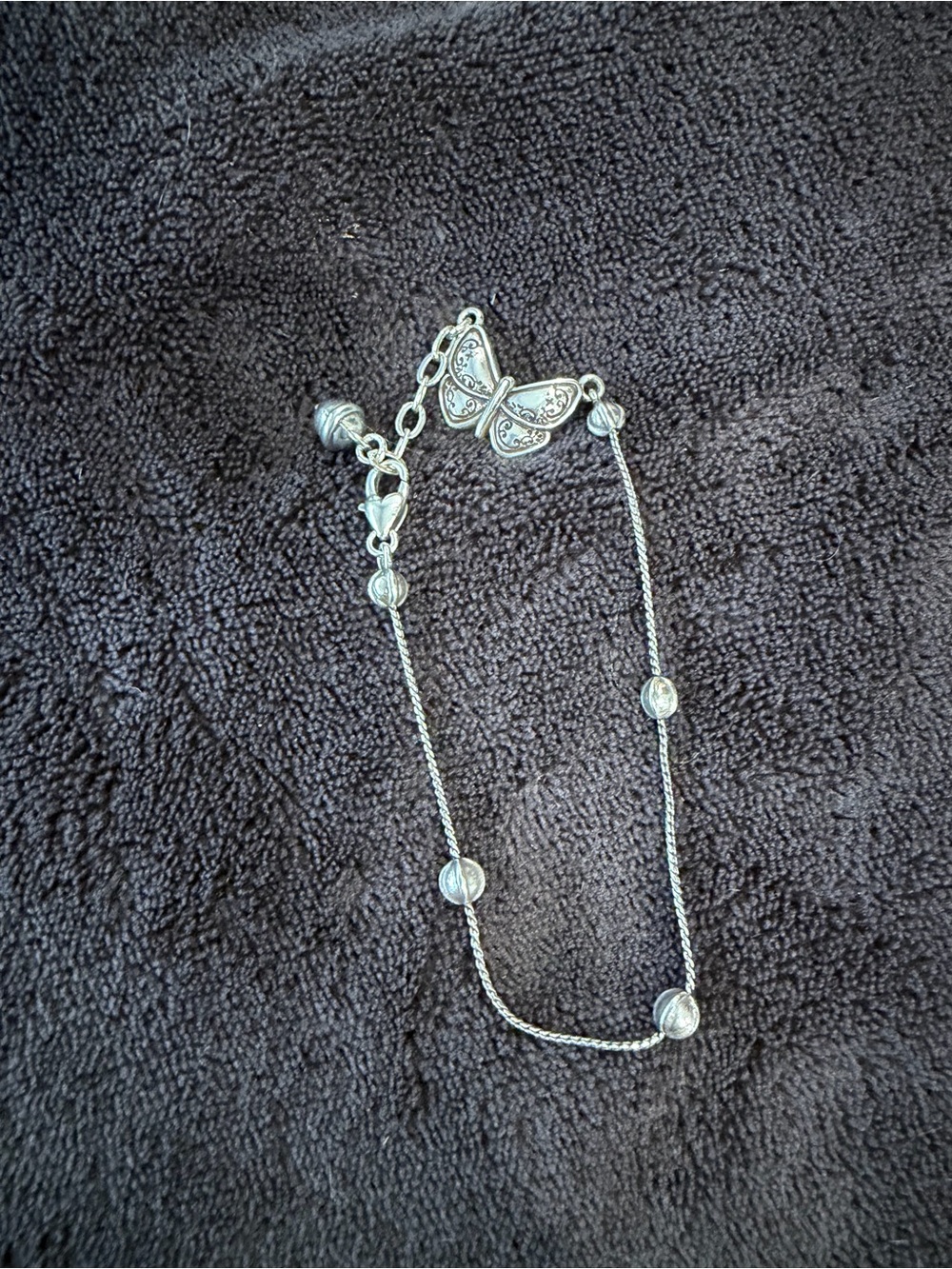 Silver Butterfly Accent Women's Anklet - Silver